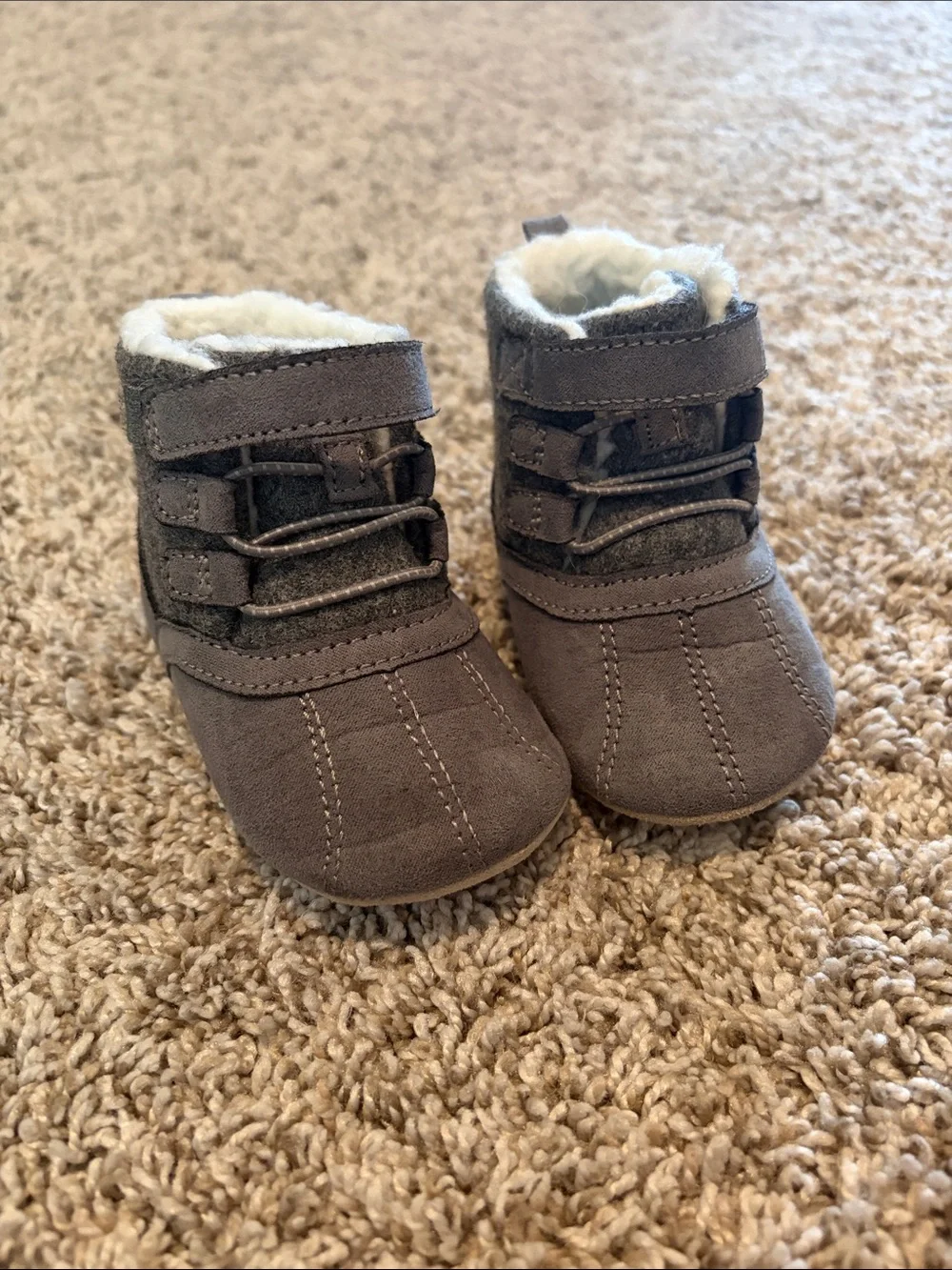 Stride Rite Gray Fleece-Lined Baby Walker Boots